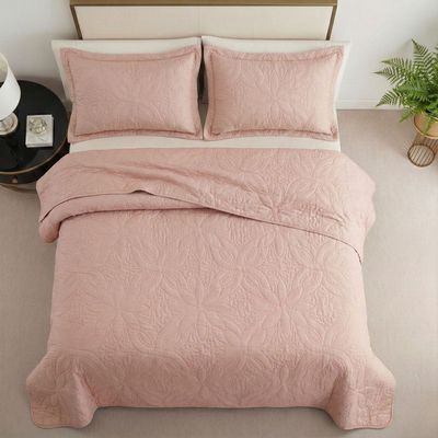 Kit Cobre Leito Colcha Charlote King 3 Peças Dupla Face Liso Classic - Rose - 100% Poliéster