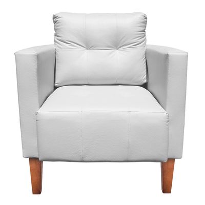 Poltrona Sala Decorativa Livia Pé Madeira Castanho Sintético Branco M11 - D'Rossi