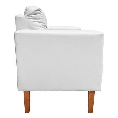 Poltrona Sala Decorativa Livia Pé Madeira Castanho Sintético Branco M11 - D'Rossi