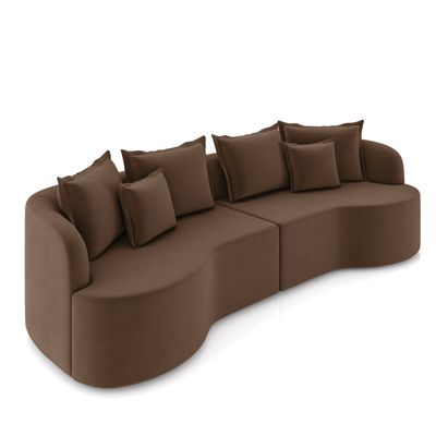 Sofá 4 Lugares Orgânico Living 250cm Mersa Veludo Marrom K01 - D'Rossi