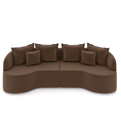 Sofá 4 Lugares Orgânico Living 250cm Mersa Veludo Marrom K01 - D'Rossi