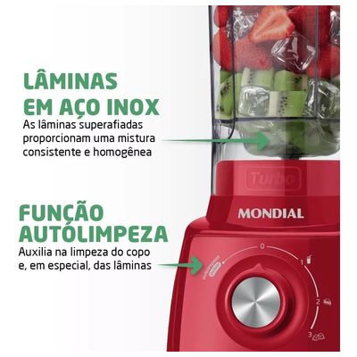 Liquidificador Mondial Turbo Power L-99 2.2 L 127V Cor:Vermelho