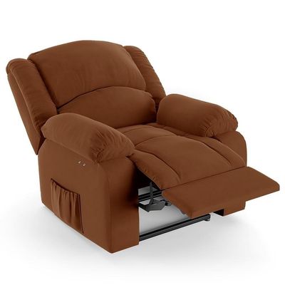 Poltrona Do Papai Reclinável Pietra Power Touch Usb Fh9 Veludo Terracota - Mpozenato
