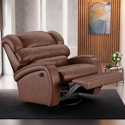 Poltrona Do Papai Reclinável Kalie Glider Giratória Massagem Fh9 Pu Marrom Brilho - Mpozenato