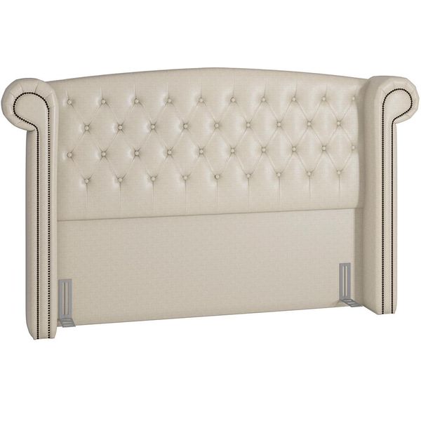 Cabeceira Cama Box Casal King 195 cm P05 Sofia Corino Branco - Lyam Decor