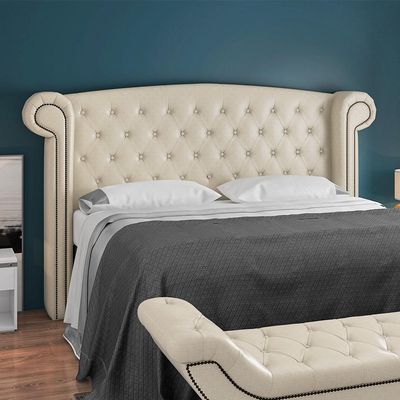 Cabeceira Cama Box Casal King 195 cm P05 Sofia Corino Branco - Lyam Decor