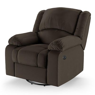 Poltrona Do Papai Reclinável Pietra Glider Giratória Usb Fh9 Pu Marrom - Mpozenato