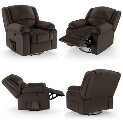 Poltrona Do Papai Reclinável Pietra Glider Giratória Usb Fh9 Pu Marrom - Mpozenato