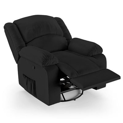 Poltrona Do Papai Reclinável Pietra Glider Giratória Massagem Fh9 Pu Preto - Mpozenato