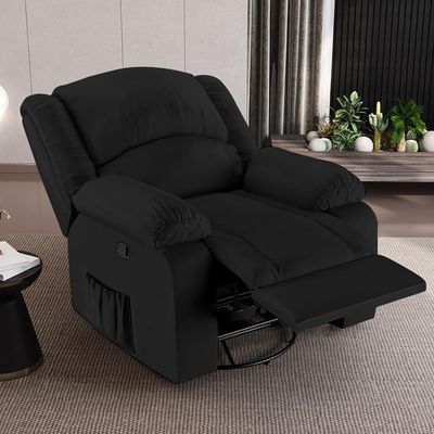 Poltrona Do Papai Reclinável Pietra Glider Giratória Massagem Fh9 Pu Preto - Mpozenato