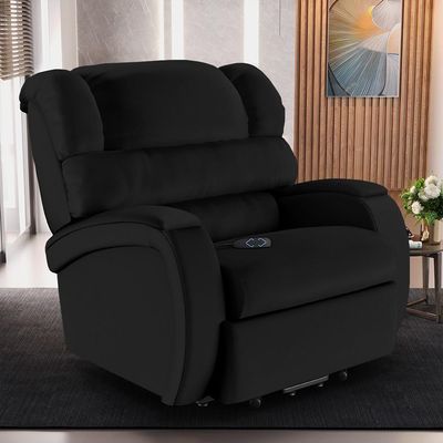 Poltrona Do Papai Reclinável Kalie Elevação Lift Elétrico Fh9 Pu Preto - Mpozenato