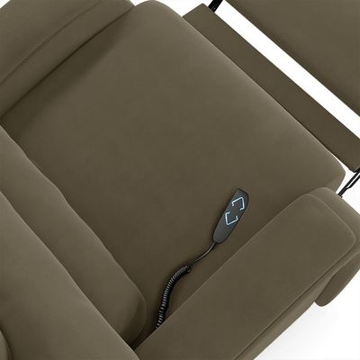 Poltrona Do Papai Reclinável Kalie Elevação Lift Elétrico Fh9 Veludo Capuccino - Mpozenato