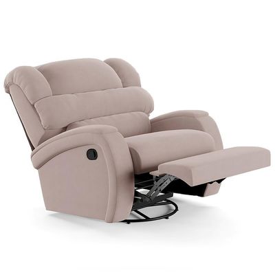 Poltrona Do Papai Reclinável Kalie Glider Giratória Massagem Fh9 Veludo Rosê - Mpozenato