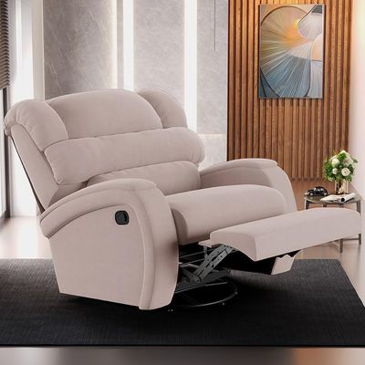 Poltrona Do Papai Reclinável Kalie Glider Giratória Massagem Fh9 Veludo Rosê - Mpozenato