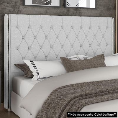 Cabeceira Cama Casal Queen 160cm Florenza P02 Linho Cinza Claro - Mpozenato