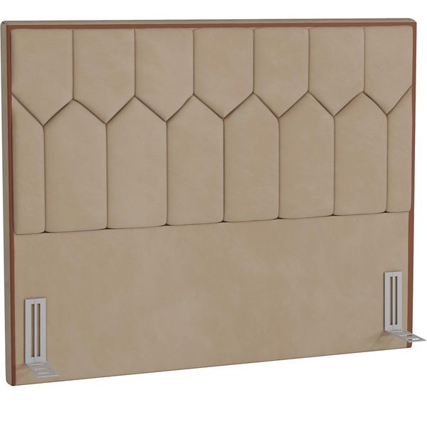 Cabeceira Cama Box Casal 140 cm P05 Londres Veludo Bege - Lyam Decor
