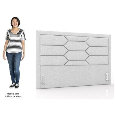 Cabeceira Cama Casal King 195cm Texas P02 Linho Cinza Claro - Mpozenato