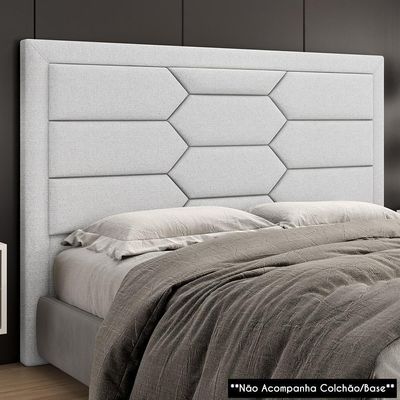 Cabeceira Cama Casal King 195cm Texas P02 Linho Cinza Claro - Mpozenato