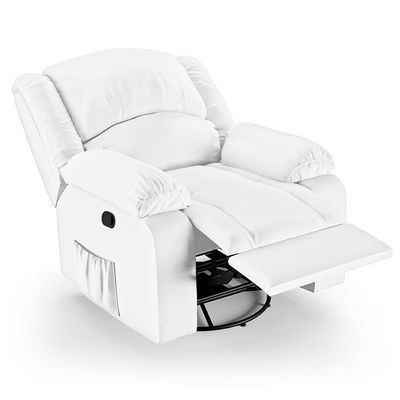 Poltrona Do Papai Reclinável Pietra Glider Giratória Usb Fh9 Pu Branco - Mpozenato