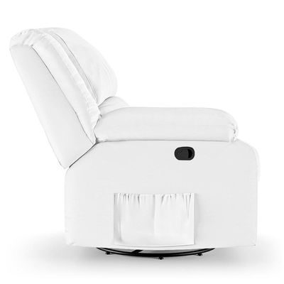 Poltrona Do Papai Reclinável Pietra Glider Giratória Usb Fh9 Pu Branco - Mpozenato