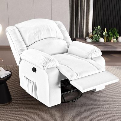 Poltrona Do Papai Reclinável Pietra Glider Giratória Usb Fh9 Pu Branco - Mpozenato