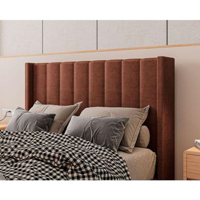 Cabeceira Estofada King 195 Cm Turquesa Veludo Terracota
