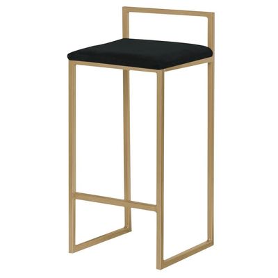 Banqueta Decorativa Selena Base Gold Veludo Preto - Gran Belo