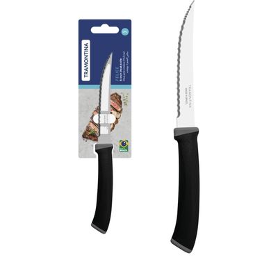 Faca para Churrasco Tramontina Felice com Lâmina em Aço Inox com Fio Microsserrilhado e Cabo de Polipropileno Preto 5 po