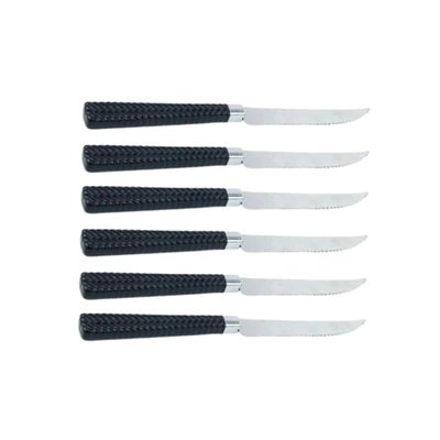 Kit 6 Faca de Mesa Inox Linha Gramado - Preta
