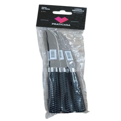Kit 6 Faca de Mesa Inox Linha Gramado - Preta