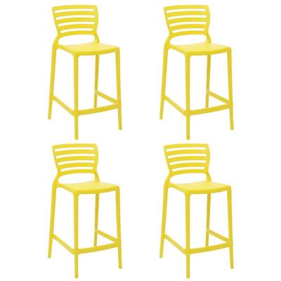 Jogo 4 Banquetas Tramontina Sofia Cadeiras Altas de Plástico Resistente Amarelo Sala de Estar Lazer