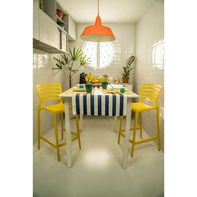 Jogo 4 Banquetas Tramontina Sofia Cadeiras Altas de Plástico Resistente Amarelo Sala de Estar Lazer