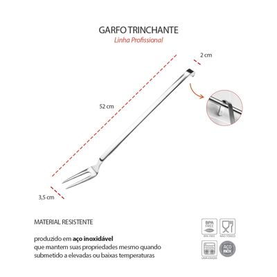 Garfo Trinchante Profissional Inox Buffet Restaurante 52cm