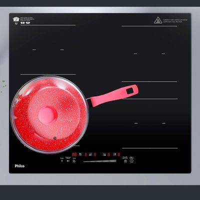 Cooktop De Indução Philco PCTQ1 4 Bocas Função Turbo Display Digital Painel Touch Preto 220V