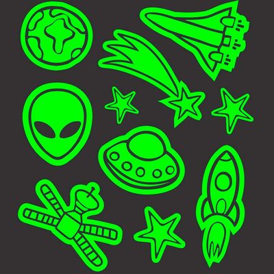 Tatuagem Temporária Infantil Brilha no Escuro - Espaço Aliens - Tatufun