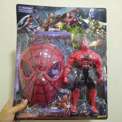 Brinquedo Boneco Vingadores Homem Aranha 25Cm + Mascara 16Cm