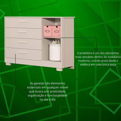 Comoda Zaki 1 Porta 4 Gaveta Areia Fosco - Reller