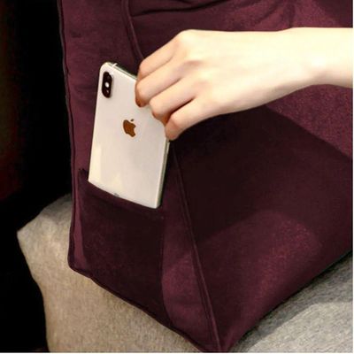 Almofada Para Cabeceira Encosto Apoio Lombar Spot 195cm Com Porta Celular Suede - Abmaza Vermelho