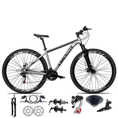 Bicicleta Aro 29 Absolute Nero 5 Alumínio 24v Câmbios Shimano K7 Freio Hidráulico Garfo Comtrava cinza Tam: 15