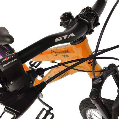 Bicicleta Aro 26 Gta Rebel Freeride Downhill Single 7v Rodas Vmaxx Freio A Disco Pneu Flame Preto Laranja