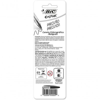 Caneta Esferográfica Ponta Fina De 0.8mm Pacote Com 3 Unidades Bic