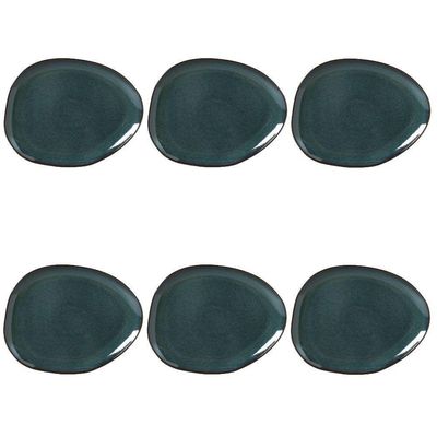 Conjunto De Pratos Rasos Oval 06 Peças Orgânico Oceano Porto Brasil
