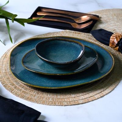 Conjunto De Pratos Rasos Oval 06 Peças Orgânico Oceano Porto Brasil