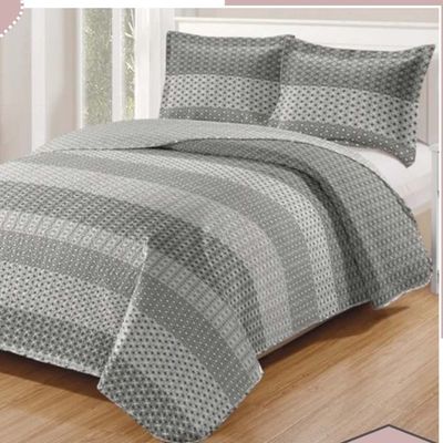Kit Cobre Leito Colcha Daily Queen 3 Peças Dupla Face Estampado - Modelo 69 - 100% Poliéster