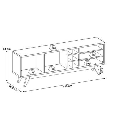 Rack Para Sala Makai com Painel Para TV 70 Pol Lara C04 Off White Matte Freijó - Lyam Decor