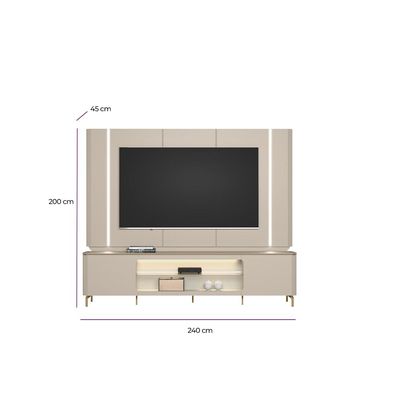 Rack Para Sala Com Painel Para TV 70 Pol Elysia L05 Off White Fosco - Lyam Decor