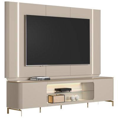 Rack Para Sala Com Painel Para TV 70 Pol Elysia L05 Off White Fosco - Lyam Decor