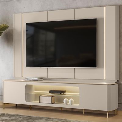 Rack Para Sala Com Painel Para TV 70 Pol Elysia L05 Off White Fosco - Lyam Decor