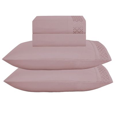 Jogo de Cama Lençol Casal Eclipse 4 Peças - Rosê - 100% Poliéster