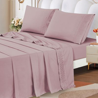 Jogo de Cama Lençol Casal Eclipse 4 Peças - Rosê - 100% Poliéster